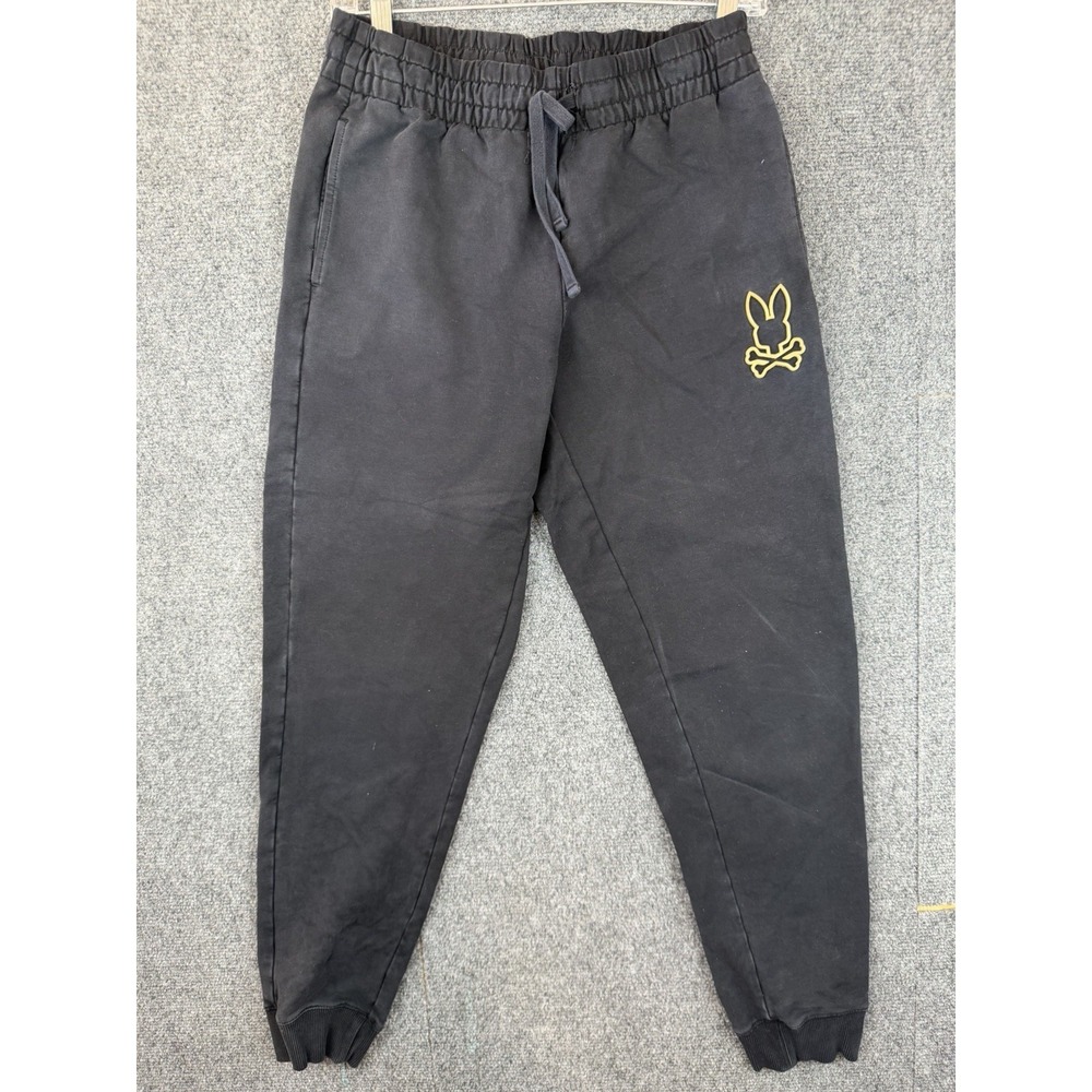 Psycho Bunny Black Sweat Pants Jogger Men's size L Tapered